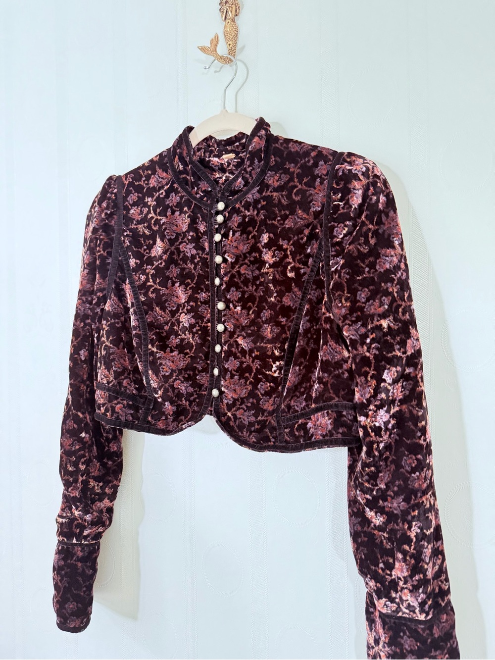 Free People Velvet Floral Crop Jacket | Size S